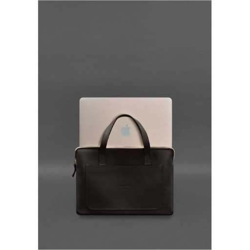 Шкіряний чохол із ручками для ноутбука 13 дюйм Темно-коричневий