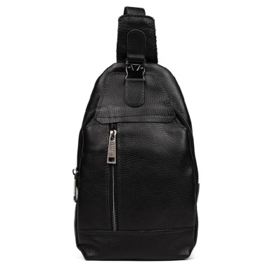 Mens sling backpack leather black flotar TARWA FA-0116-3md
