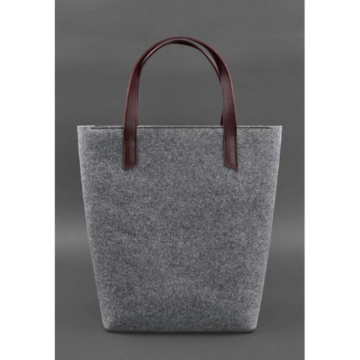 Фетрова жіноча сумка Шоппер DD зі шкіряними бордовими вставками