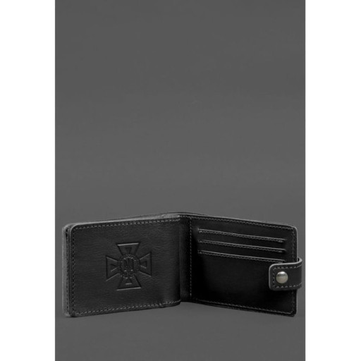 Шкіряна обкладинка-портмоне на посвідчення ДСНС чорна