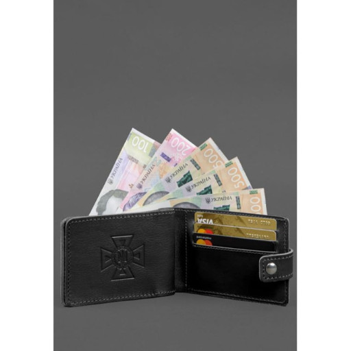 Шкіряна обкладинка-портмоне на посвідчення ДСНС чорна