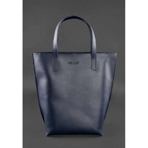 Шкіряна сумка шоппер DD темно-синя