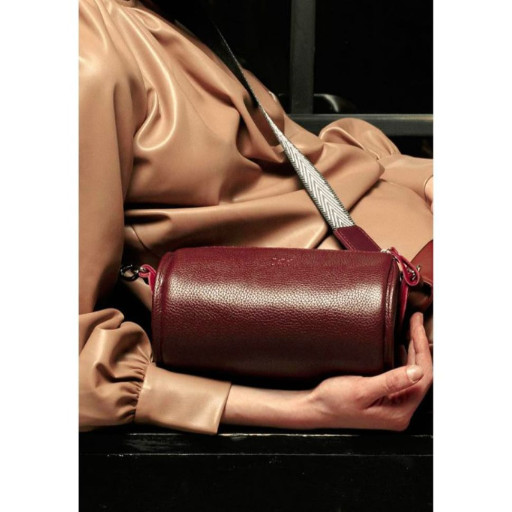 Шкіряна сумка поясна-кроссбоді Cylinder бордова флотар