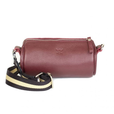 Cylinder leather crossbody bag burgundy flotar