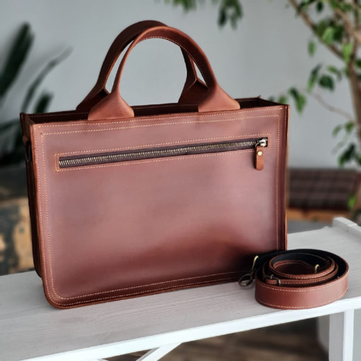 Жіноча шкіряна ділова сумка BGS коньячна BGS3082