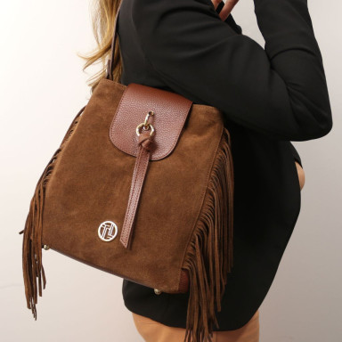 Замшевая сумка через плече Nomade Suede з бахромою Tuscany Tl142512