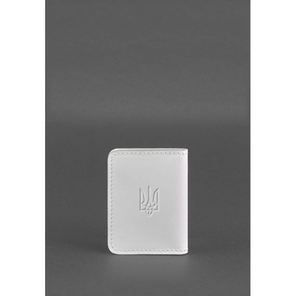 Шкіряна обкладинка для ID-паспорта та прав водія 4.1 Біла з гербом