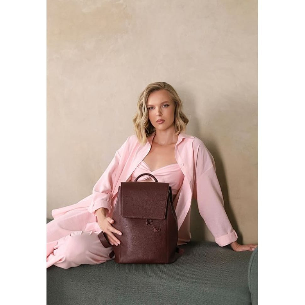 Жіночий шкіряний рюкзак Kim бордовий флотар