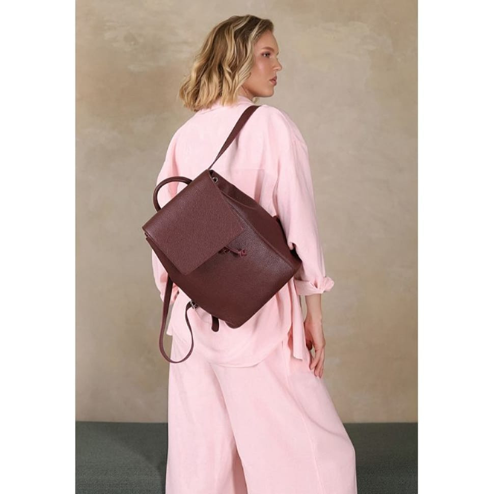Жіночий шкіряний рюкзак Kim бордовий флотар