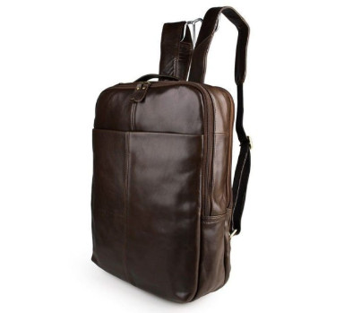 John McDee Classic Leather Travel Backpack 7280C Chocolate