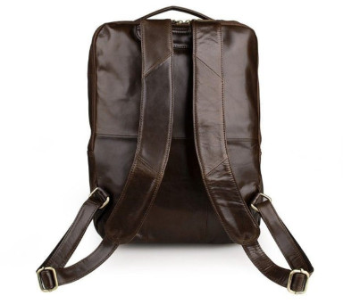 John McDee Classic Leather Travel Backpack 7280C Chocolate