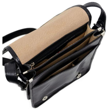 Small Leather Messenger Bag - On The Road - Black 1110701 Time Resistance