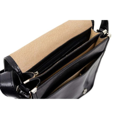 Small Leather Messenger Bag - On The Road - Black 1110701 Time Resistance