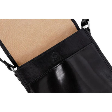 Small Leather Messenger Bag - On The Road - Black 1110701 Time Resistance