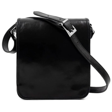 Small Leather Messenger Bag - On The Road - Black 1110701 Time Resistance