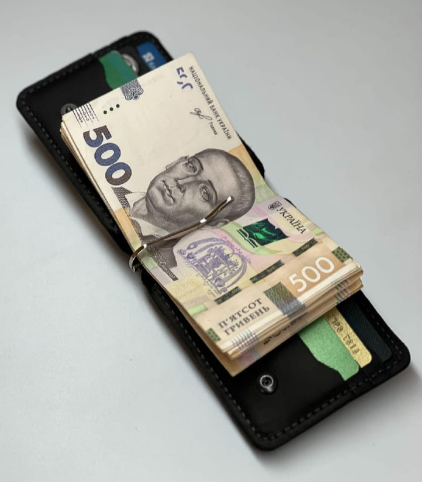 Wallet mens leather clip for banknotes SULLIVAN 10014(6.5) black