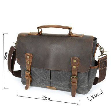 Портфель текстильный Vintage 20063 Cерый