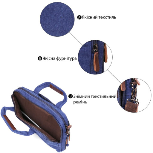 Сумка текстильна для ноутбука на два відділення Vintage 20179
