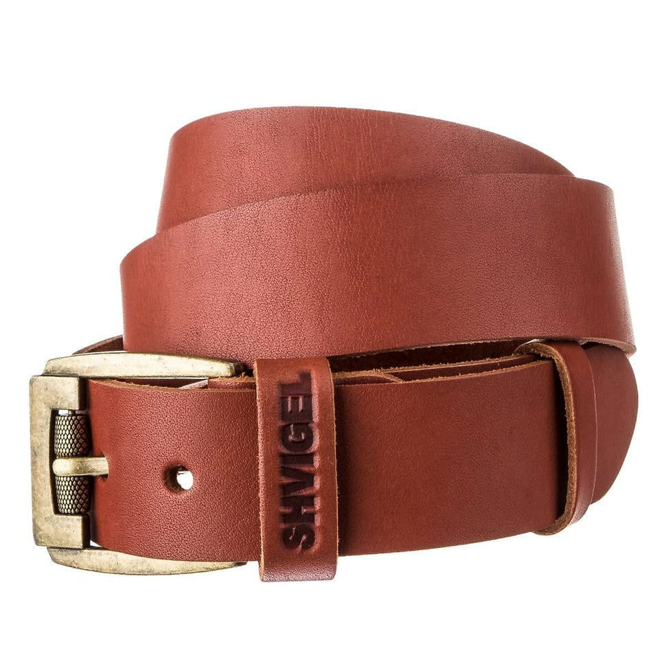 Чоловічий ремінь шкіряний з масивною пряжкою SHVIGEL 13995