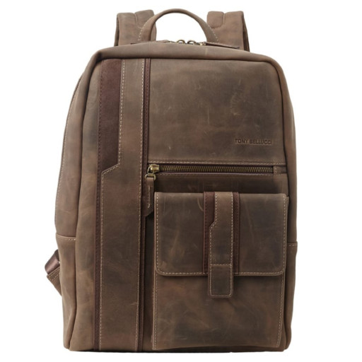 Рюкзак шкіряний TONY BELLUCCI 5190-06 коричневий нубук