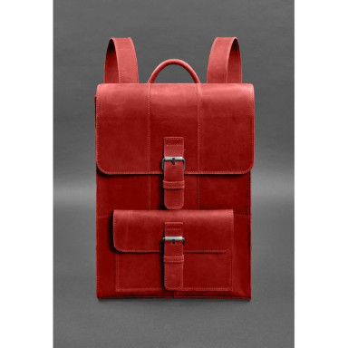 Brit leather backpack coral Crazy Horse