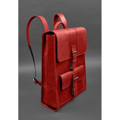Brit leather backpack coral Crazy Horse