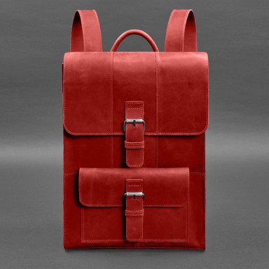 Brit leather backpack coral Crazy Horse