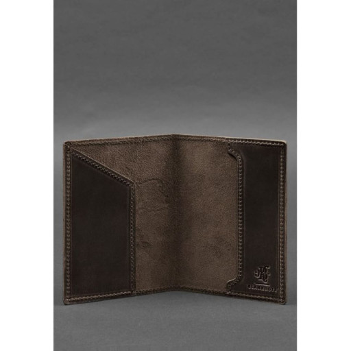 Шкіряна обкладинка для паспорта з карткою України темно-коричневий Crazy Horse