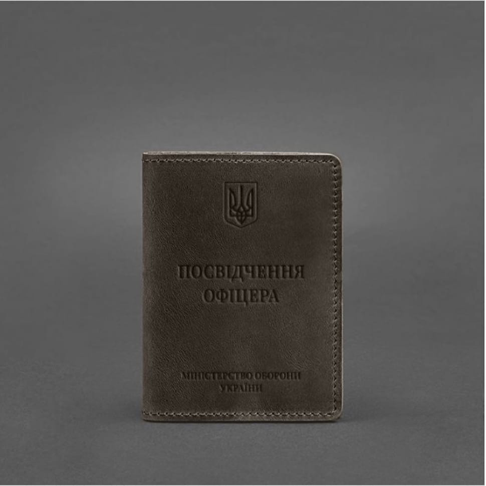 Шкіряна обкладинка для посвідчення офіцера 9.0 темно-коричнева Crazy Horse