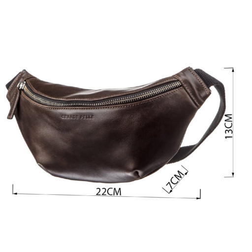 Поясна сумка GRANDE PELLE 11143 Темно-коричнева