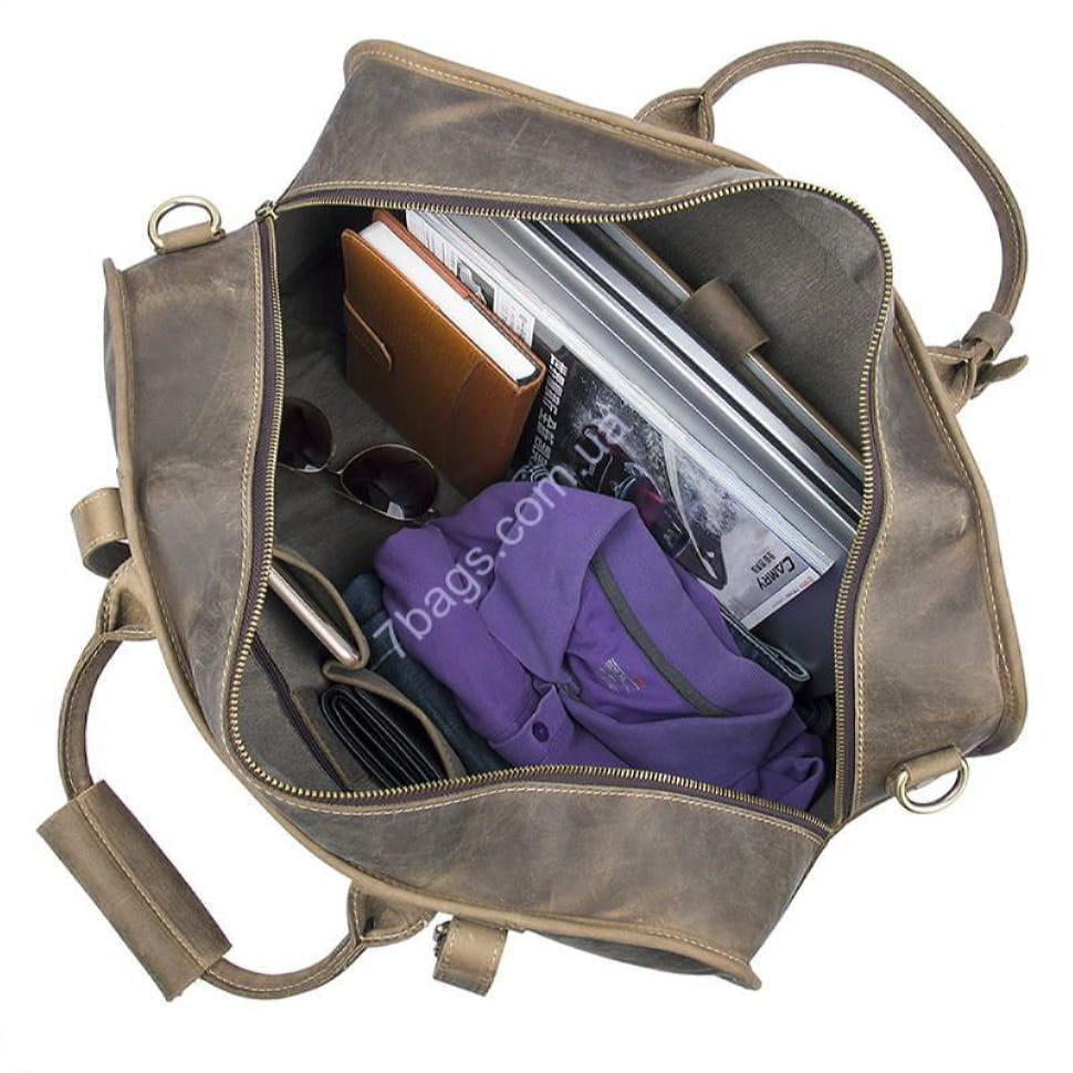 Шкіряна дорожня сумка, колір коричневий, John McDee, JD6004R