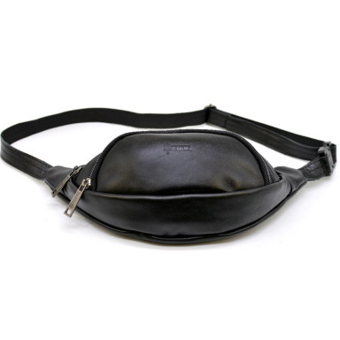 Leather banana bag with black zippers TARWA GA-2406-3md