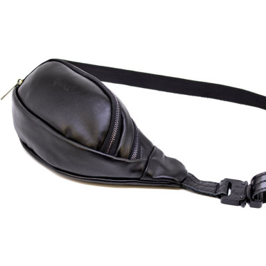 Leather banana bag with black zippers TARWA GA-2406-3md