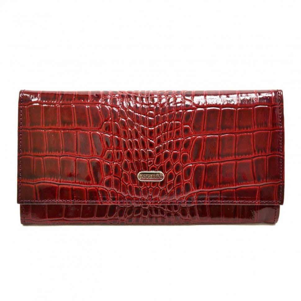 Гаманець жіночий шкіряний CANPEL 2035-18 бордо кроко лак