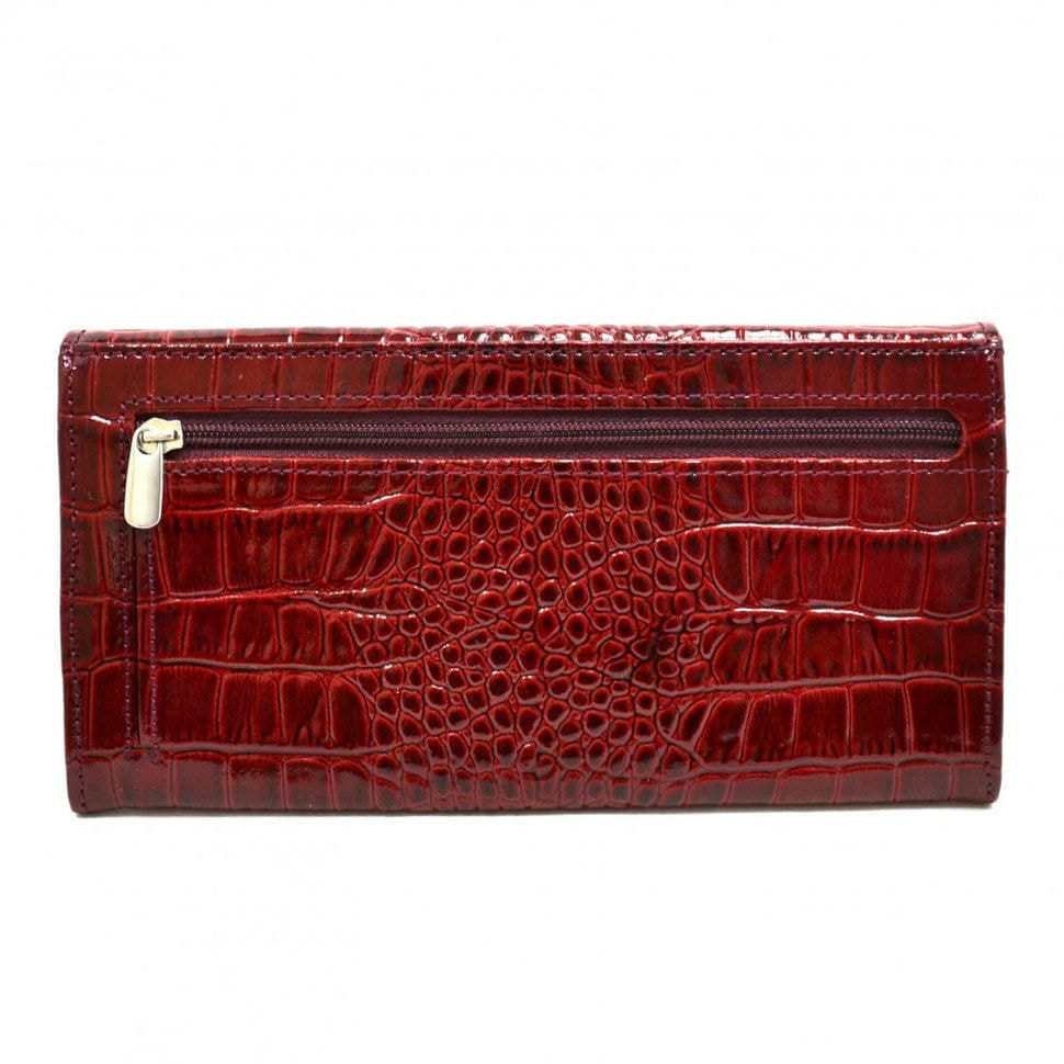 Гаманець жіночий шкіряний CANPEL 2035-18 бордо кроко лак