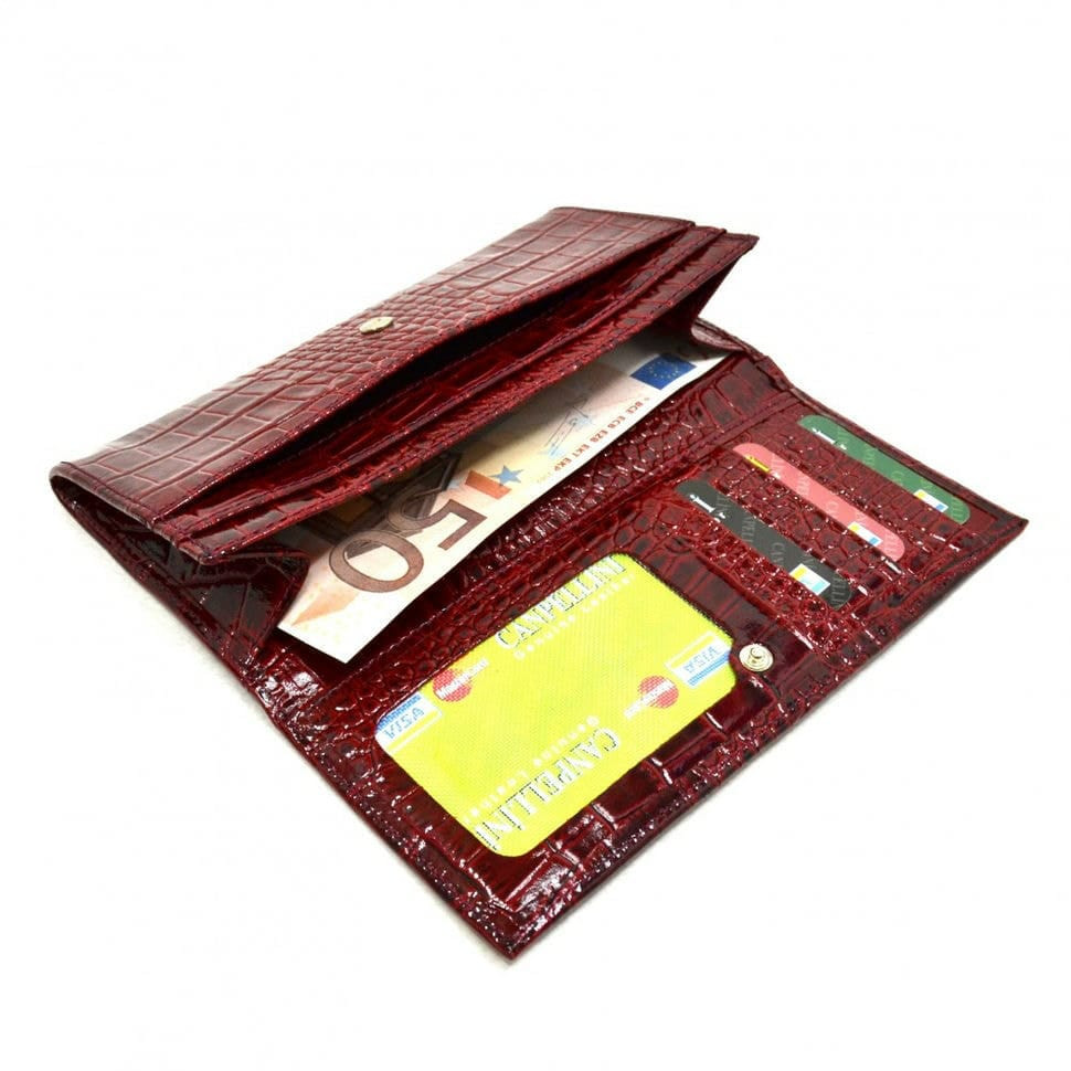 Гаманець жіночий шкіряний CANPEL 2035-18 бордо кроко лак