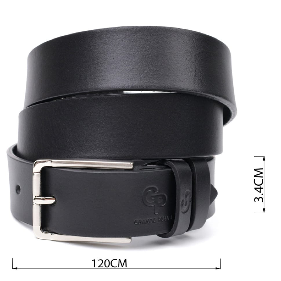 Класичний ремінь брючний для чоловіків з натуральної шкіри GRANDE PELLE 11676 Чорний