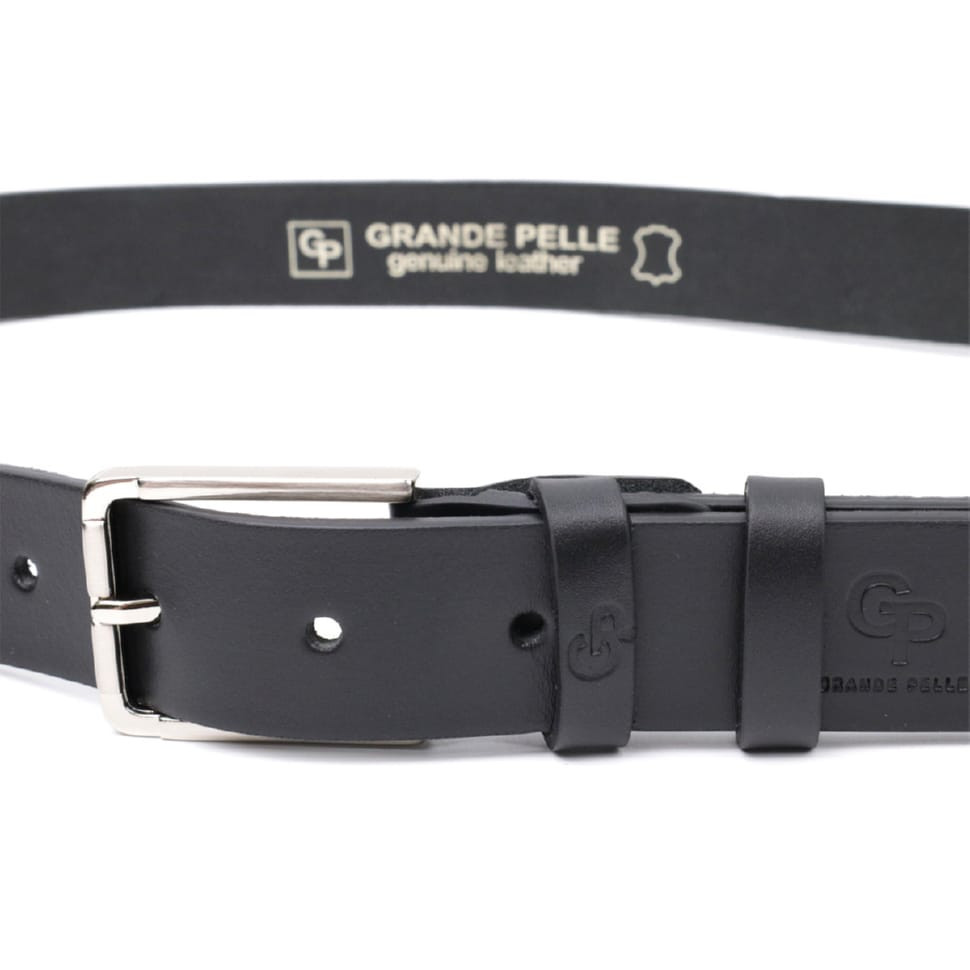 Класичний ремінь брючний для чоловіків з натуральної шкіри GRANDE PELLE 11676 Чорний