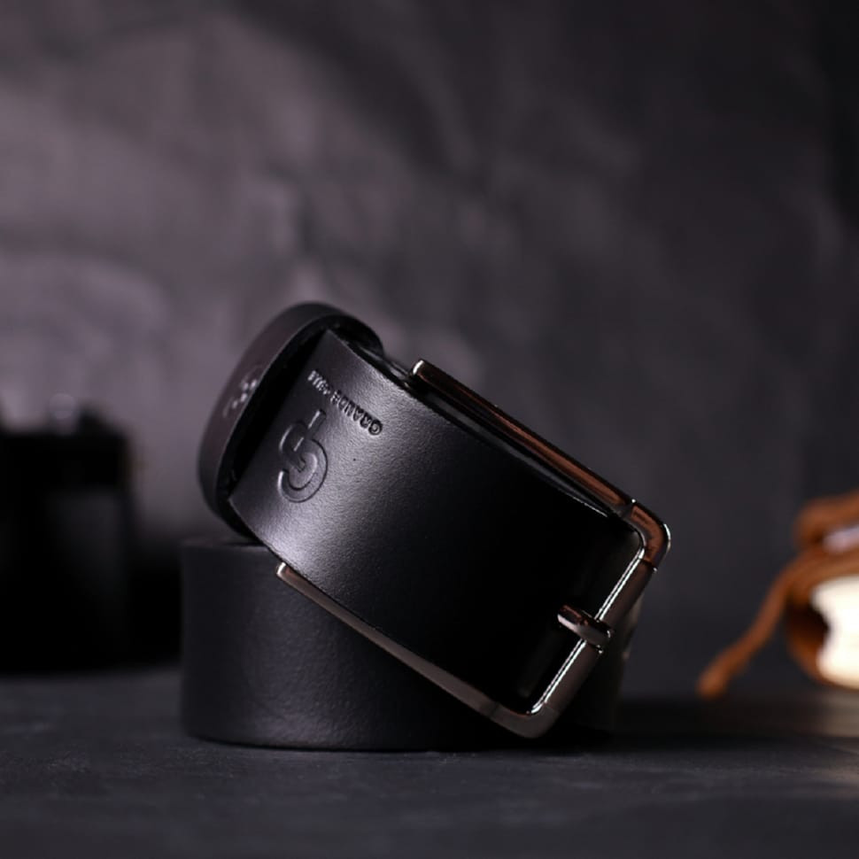 Класичний ремінь брючний для чоловіків з натуральної шкіри GRANDE PELLE 11676 Чорний