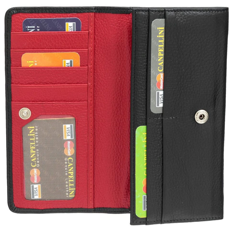 Гаманець жіночий шкіра CANPEL 2019-7 DM чорно-червоний флотар