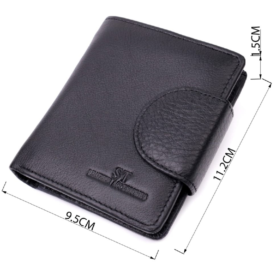 Надежный кошелек для женщин вертикального типа из натуральной кожи ST Leather 22451 Черный