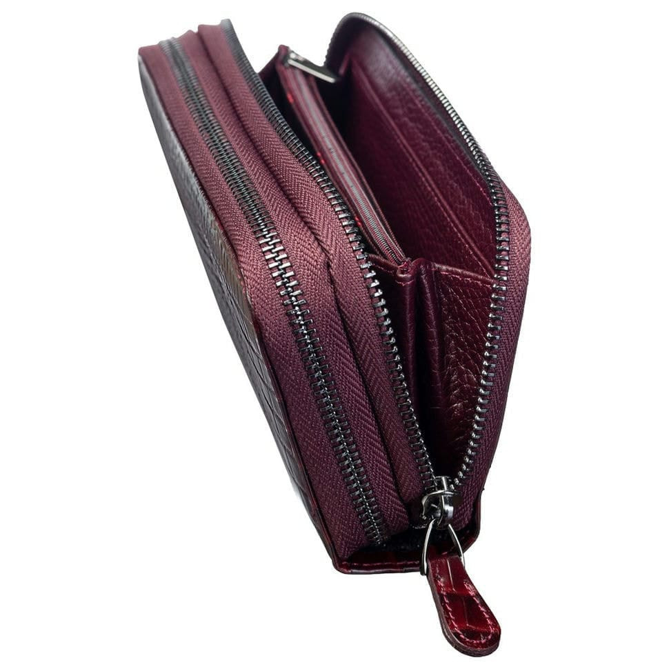 Гаманець жіночий шкіряний Desisan 071-626 бордо кроко лак