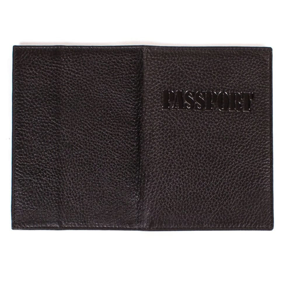 Обкладинка для паспорта шкіряна 003-127 чорний дрібний флотар