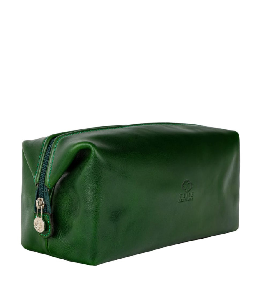 Leather Toiletry Bag for Women - Four Past Midnight - Green color -  Time Resistance 5236701W