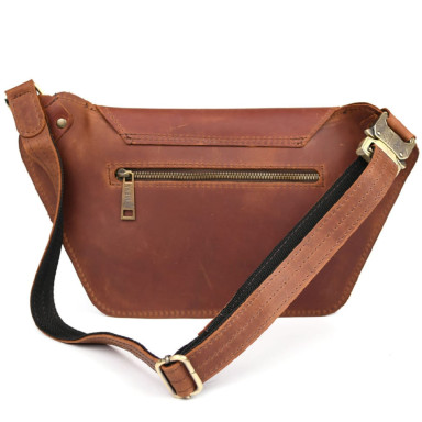 Leather fanny pack for waist cognac matte leather RB-8127-3md TARWA