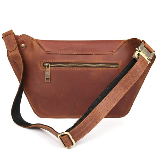 Шкіряна бананка напоясна матова коньячна шкіра RB-8127-3md TARWA