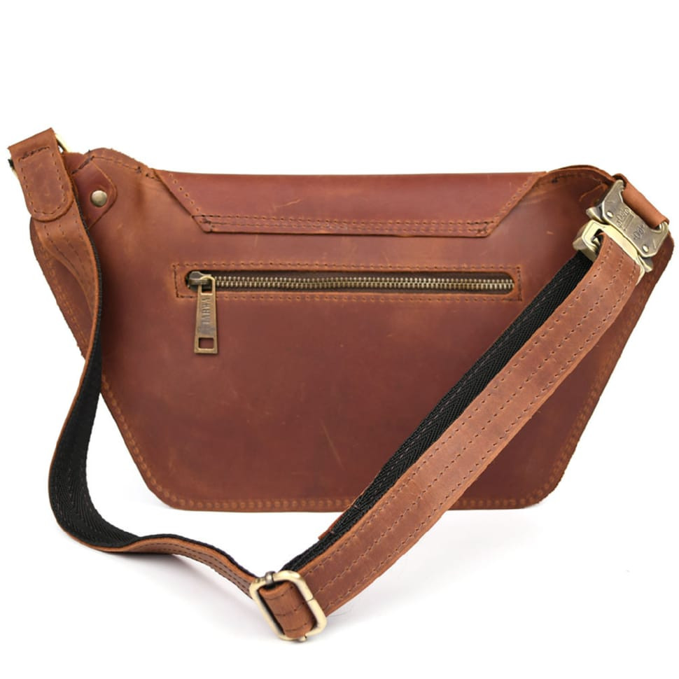 Шкіряна бананка напоясна матова коньячна шкіра RB-8127-3md TARWA