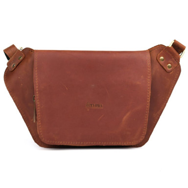 Leather fanny pack for waist cognac matte leather RB-8127-3md TARWA