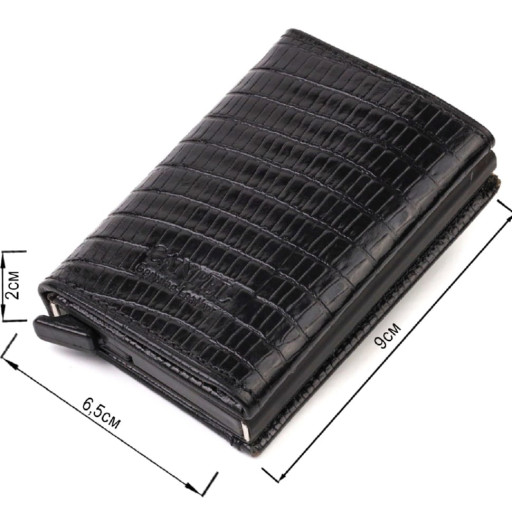 Фактурний картхолдер унісекс у три складання з автоматичним механізмом з натуральної шкіри з тисненням CANPELLINI 21931 Чорний