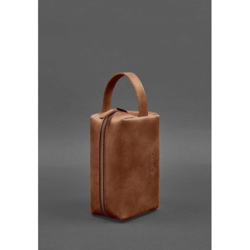 Шкіряна косметичка-несесер 5.0 Світло-коричневий Crazy Horse